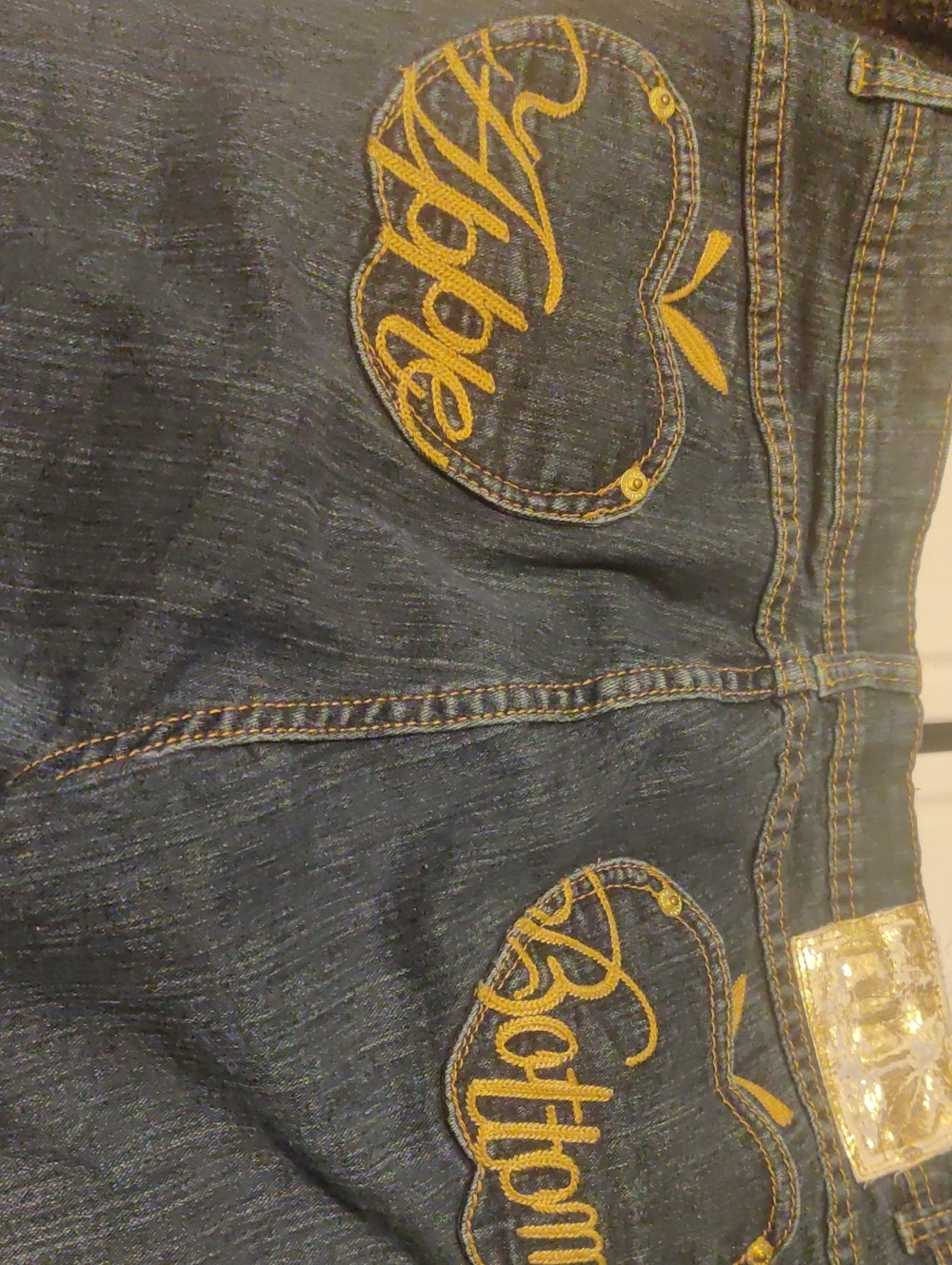 Apple Bottoms Dark Blue Denim Jeans with Yellow Embroidery
